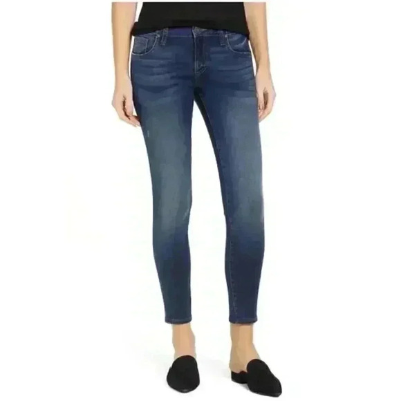 Kut Distressed Donna Fab Ab Ankle High Waist Stretch Zip Dark wash Jeans 4 - Picture 1 of 10